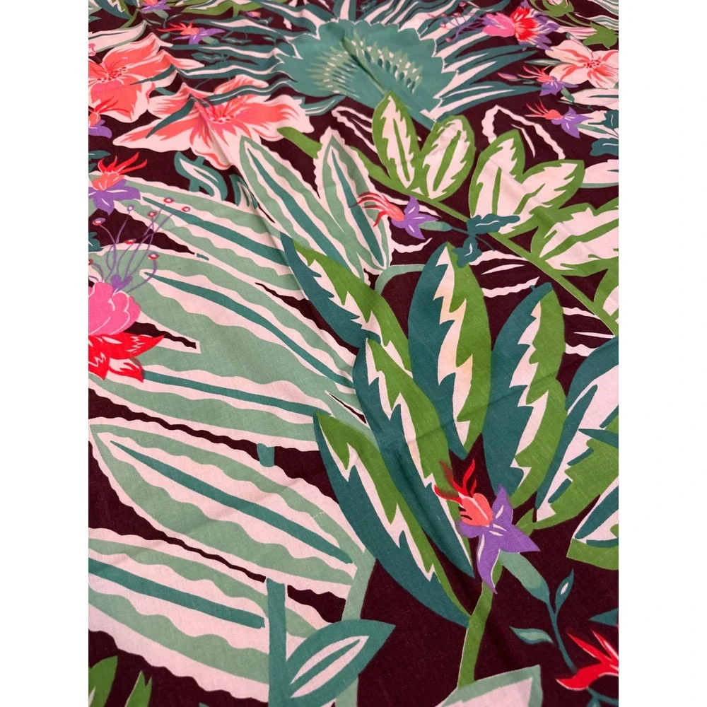 Vintage Tropical Floral Tablecloth 19 Napkins Set Palm Hibiscus Tiki Luau MCM